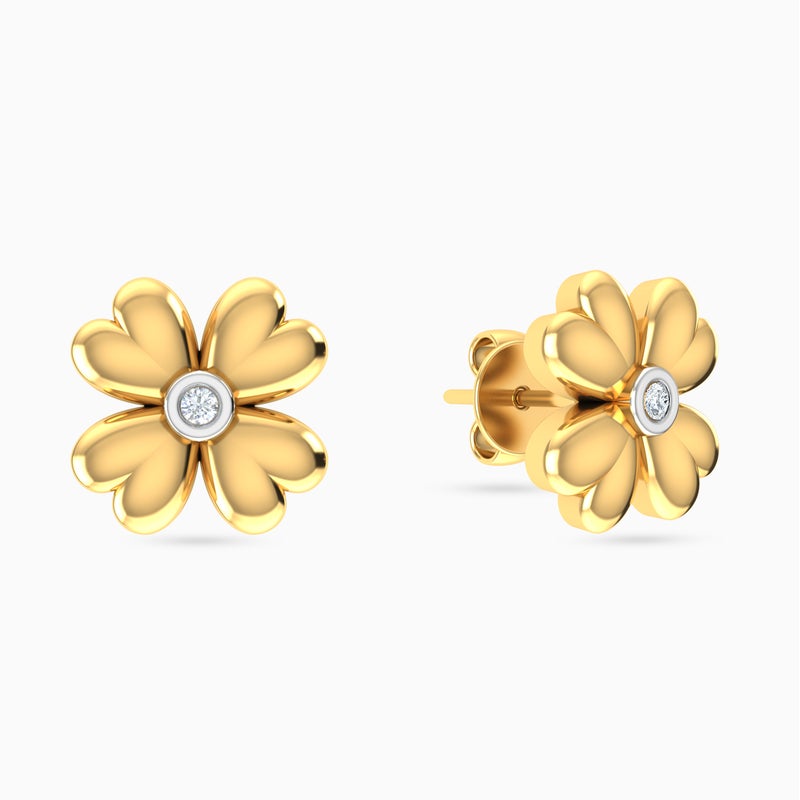 Miss L' by L'azurde Flower Diamonds Stud Earrings in 18K Gold - Image 1
